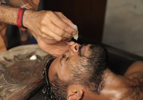 Nasyam therapy for cervical radiculopathy at Agasthya Ayurvedic Hospital Kerala